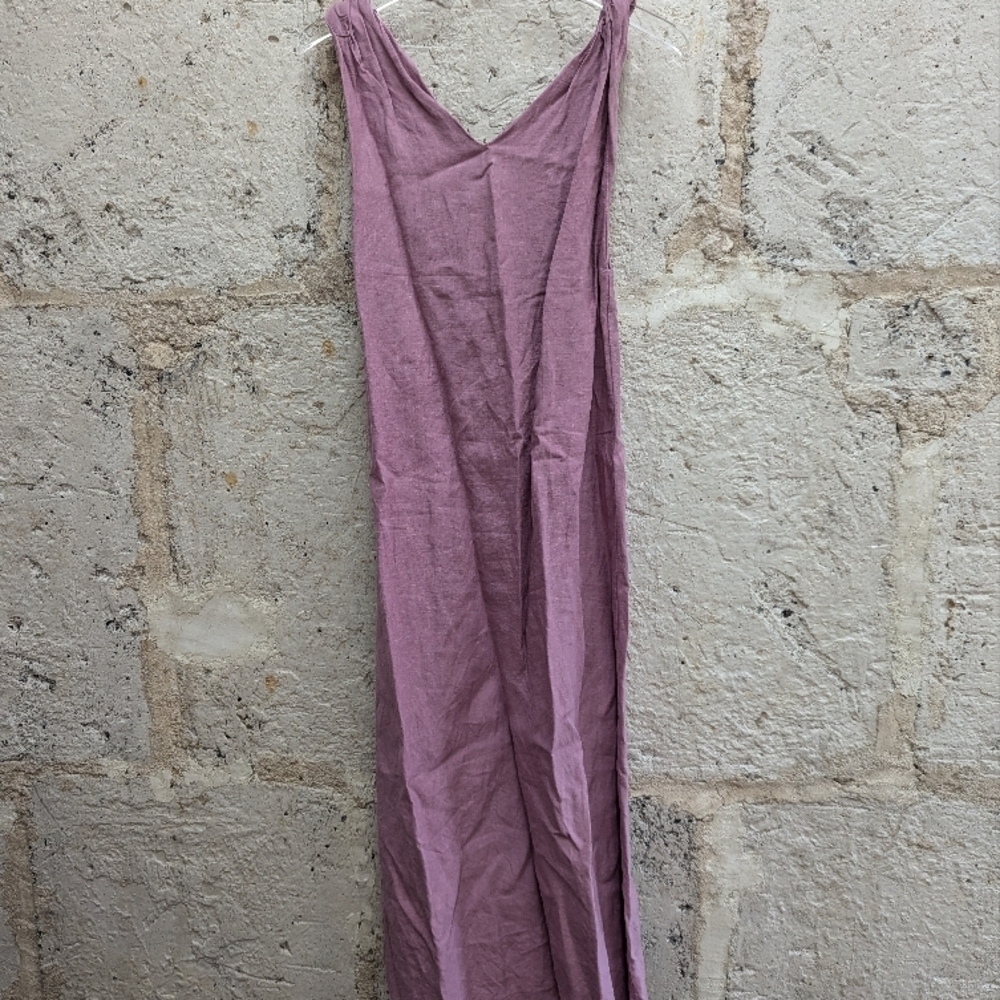 Deiji Studios Linen Rolled Shoulder Dress